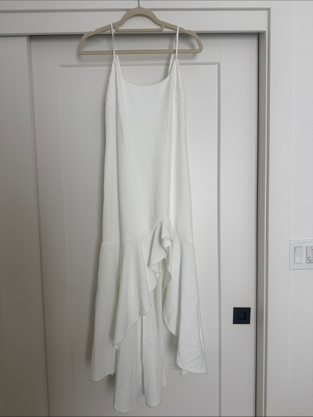 Selfie Leslie White High-Low Ruffle Slip Dress